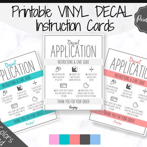Anleitung zum Ausdrucken von Vinyl-Aufklebern. Abziehbild-Applikations-Bestellkarte, DIY-Aufkleber-Verkäufer-Verpackungsetikett, Vinyl-Abziehbild-Pflegekarten