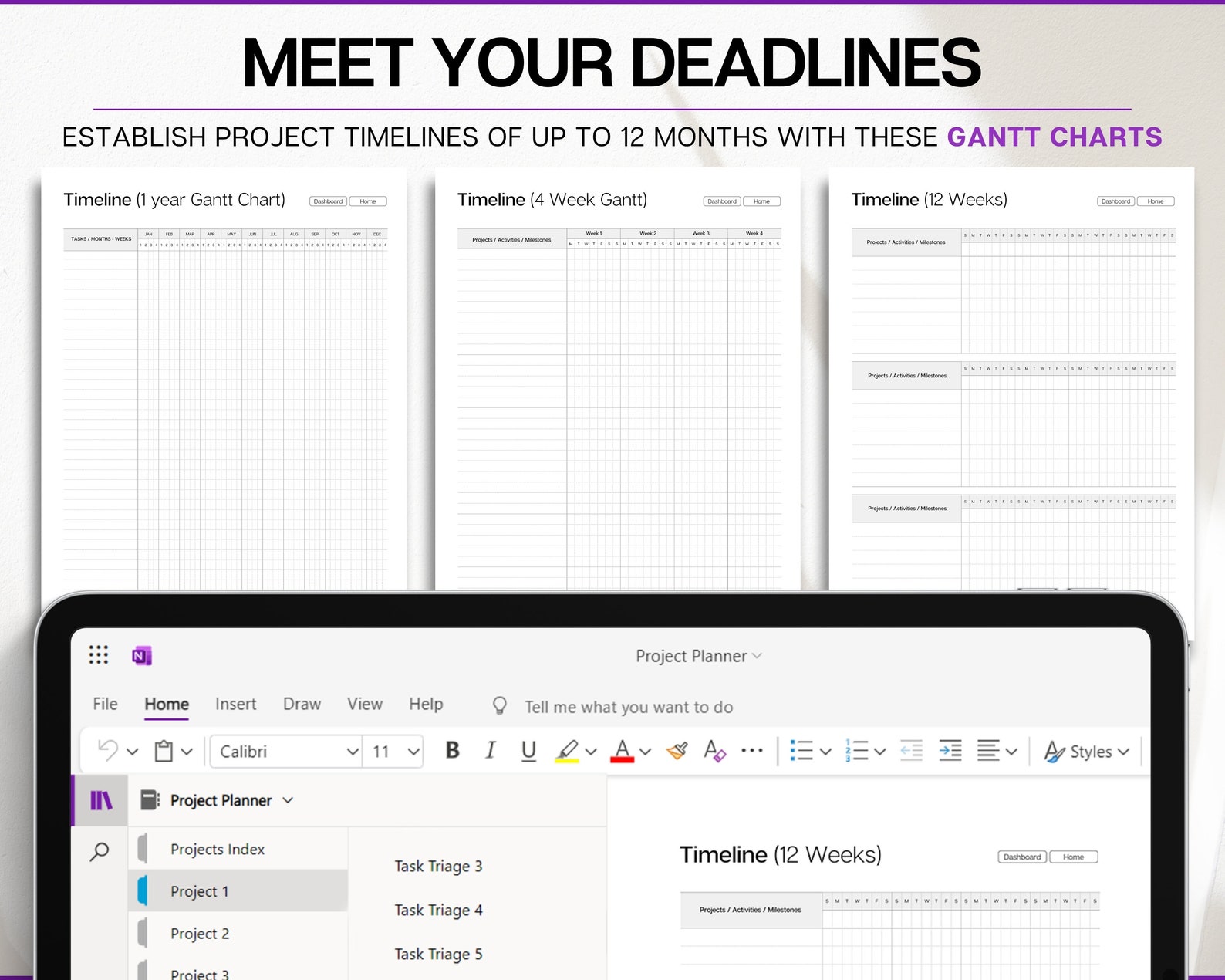 Onenote Project Planner! Project Tracker, Project Management, Digital ...
