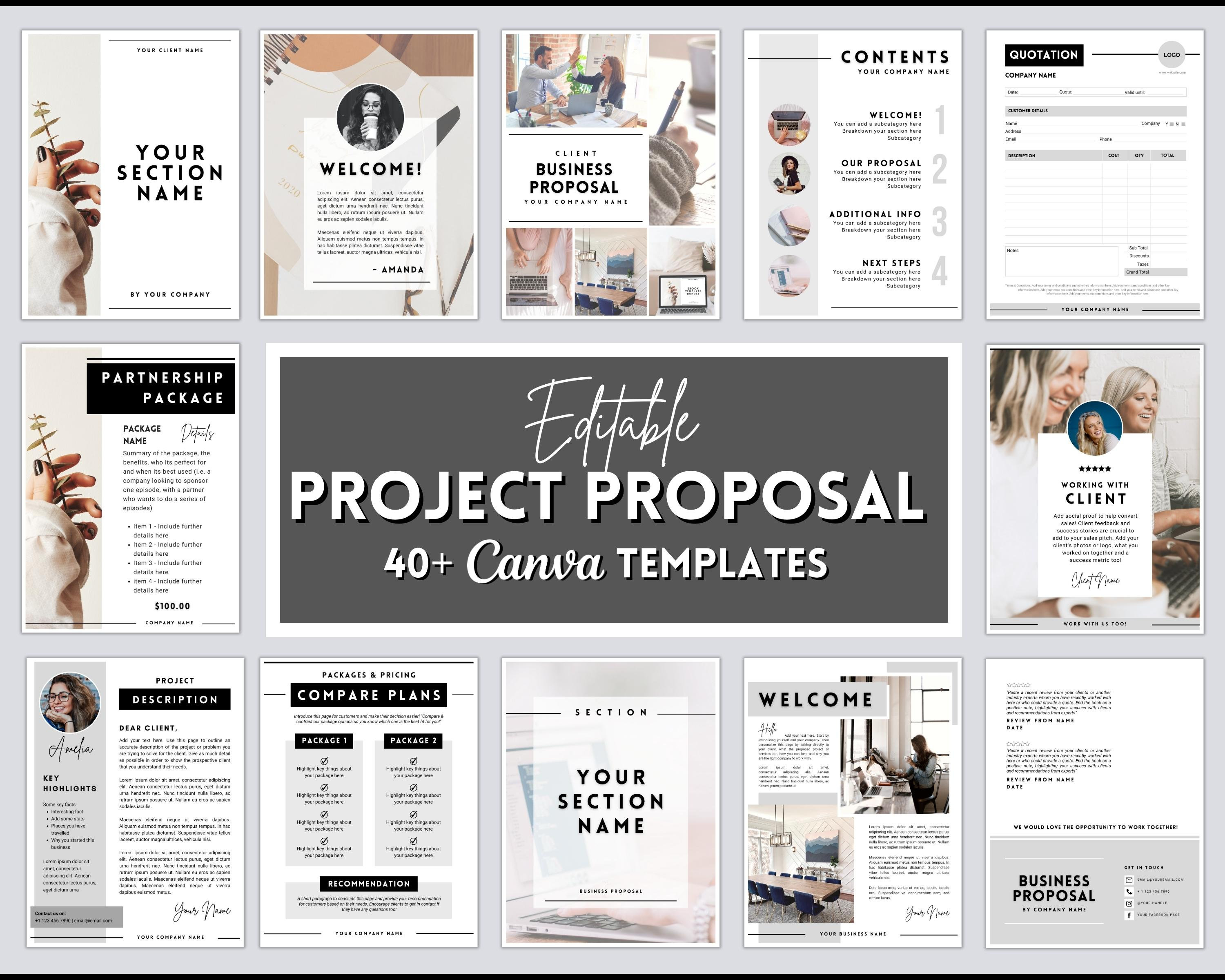 Business Proposal Template, Project Proposal, 40 Editable Canva ...