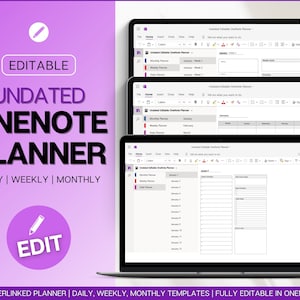 OneNote Planer, EDITIERBARER Digitaler Planer, UNDATIERTE OneNote Vorlage, tägliche, wöchentliche, monatliche Planung für Windows, Adhd, Notebook, One Note