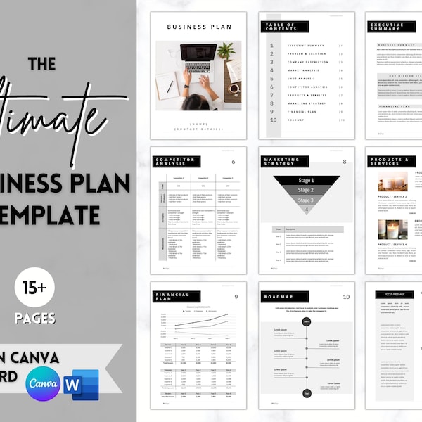 Business Plan Template, Small Business Planner Proposal, Start Up Workbook, Business Plan Analysis, Canva, Word, Side Hustle, EDITABLE Plan