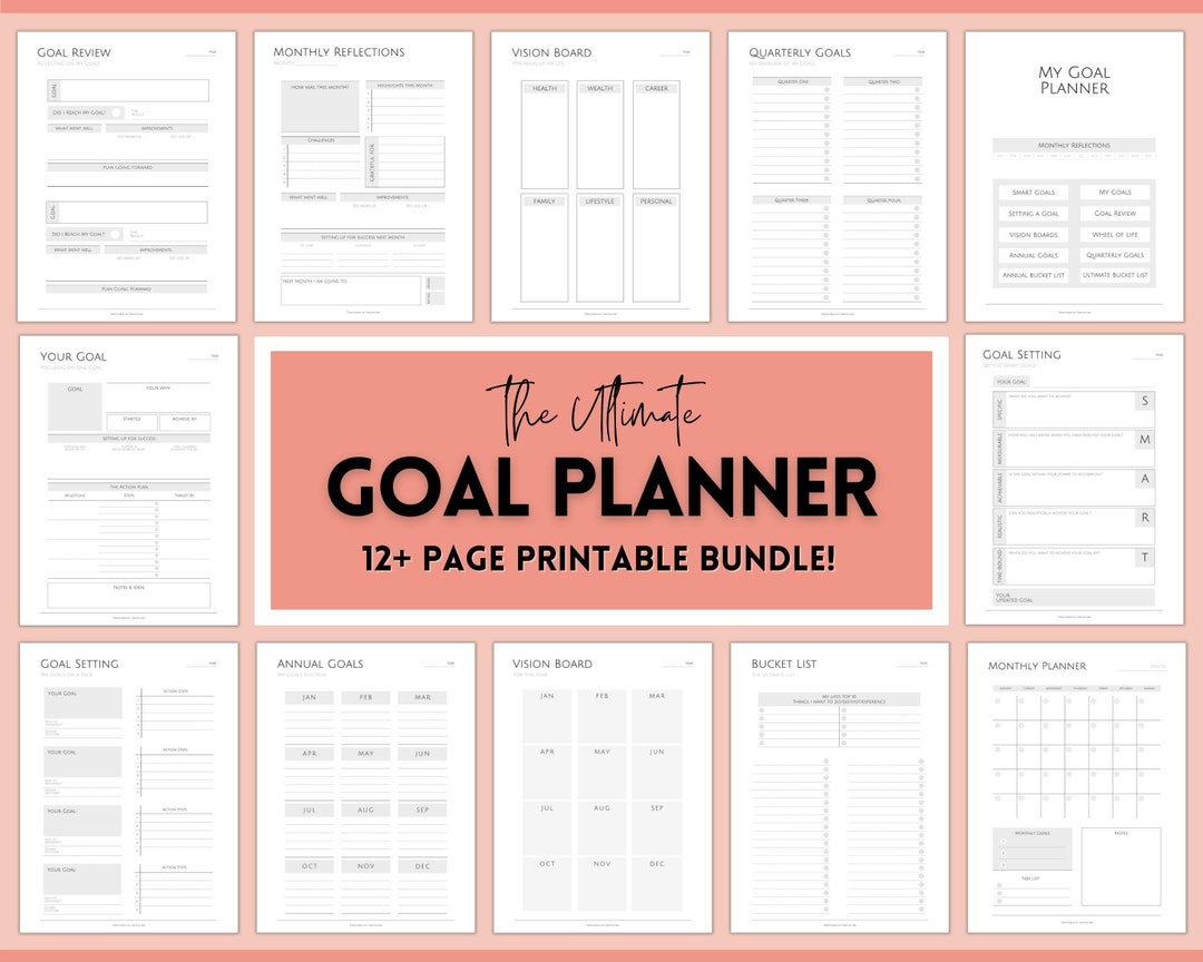 Goal Planner BUNDLE, 2024 Goals Tracker, SMART Goal Setting