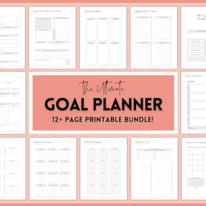 A5 Goal Planner BUNDLE, 2023 Goals Tracker, SMART Goal Setting Kit, Monthly Habits Reflections, Productivity, Vision Board Printable Insert