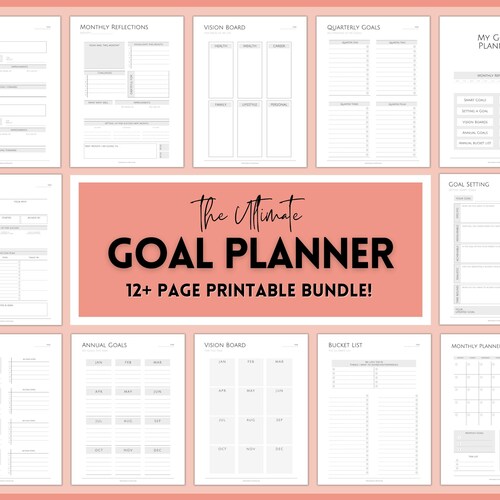 Goal Planner BUNDLE 2023 Goals Tracker SMART Goal Setting Etsy