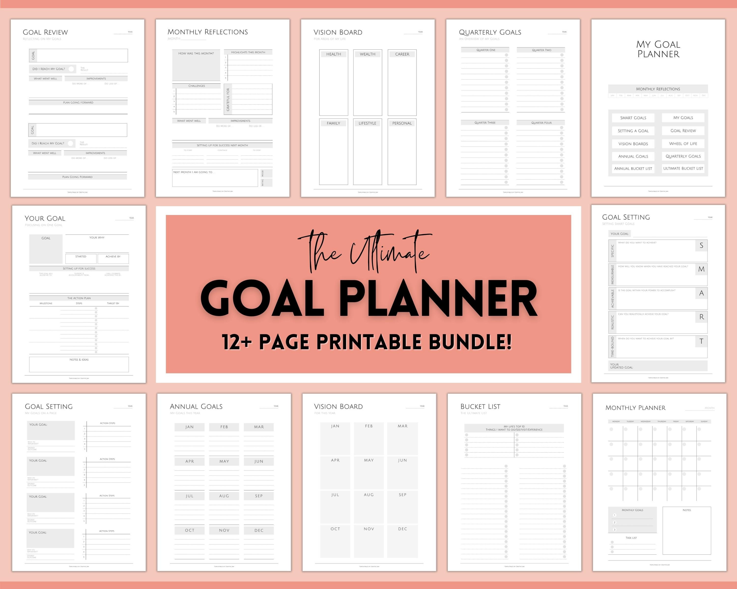 Goal Planner BUNDLE, 2024 Goals Tracker, SMART Goal Setting