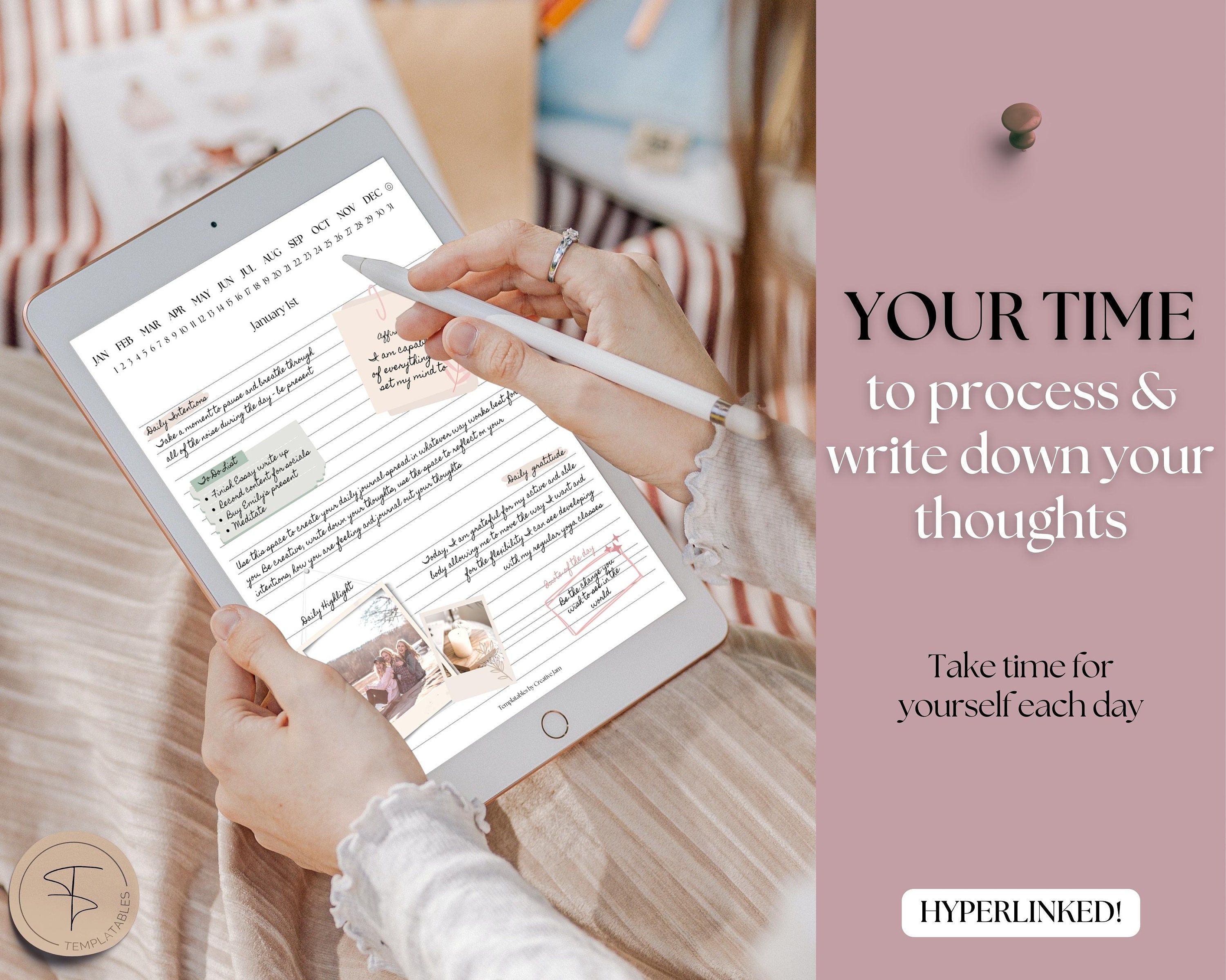 Digital Daily Journal, Goodnotes Notebook, Hyperlinked Digital Planner ...