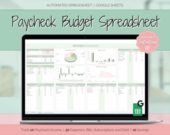 Paycheck Budget Spreadsheet, Budget By Paycheck Google Sheets, Biweekly, Zero based budget tracker, weekly, finance planner, budget template
