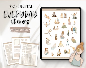 EVERYDAY Digital Stickers, That Girl Aesthetic, Watercolor Digital Planner Sticker Pack,  iPad Sticker Book, Digital Sticky Notes, GoodNotes