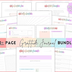 Gratitude Journal Printable BUNDLE! Mindfulness Log, Gratitude Template, Self Care Planner, Daily Journal for Women, Gratitude Jar, Wellness