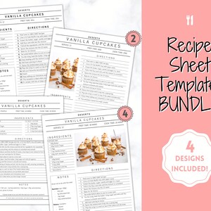 Plantilla de hoja de recetas, Plantilla de libro de recetas EDITABLE, Tarjetas de recetas, Carpeta de recetas mínima, Granja imprimible de 8.5x11, Diario del planificador de alimentos