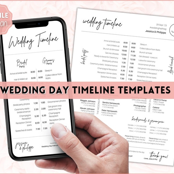 Wedding Day Timeline Template, EDITABLE order of events, Wedding Timeline, Wedding Schedule, Wedding Day Timeline, wedding itinerary program