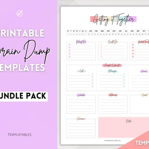 Brain Dump Printable BUNDLE, To Do List, ADHD Planner, Daily Template, Productivity, Priority Matrix, Work Day, Task Thoughts Organizer PDF