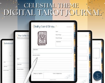 DIGITAL Tarot Journal, CELESTIAL Tarot Planner Workbook, Daily Card Reading, Tarot Spreads, Tarot Deck Notebook, Witch, Grimoire, GoodNotes
