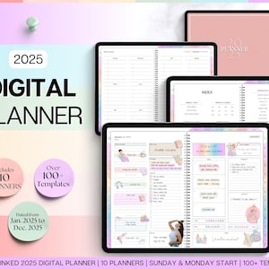 Digital Life Planner, 2025 GoodNotes Planner, COLORFUL Daily Weekly, Monthly Planner, Undated Life Planner, Notability, iPad Planner