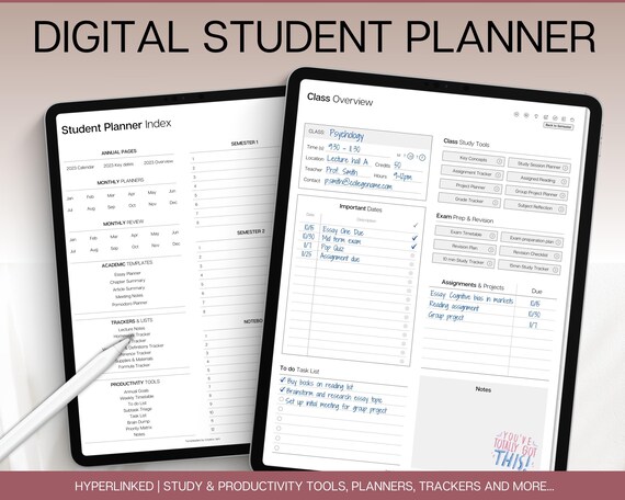 Digital Study Planner, 2024 - 2025 Digital Planner, Student Planner, Academic Planner, School College Planner, GoodNotes iPad Planner