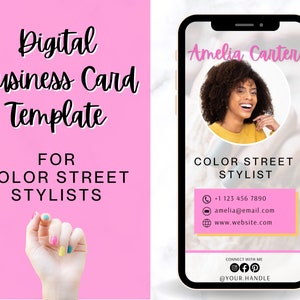 Color Street Digital Business Card Template. DIY add logo & photo! ColorStreet Stylist, Color St Tracker, Mani Nails, Editable Canva Design