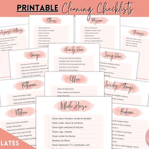 Room by Room Cleaning Cards, Printable Family &amp; Kids Cleaning Checklist ...