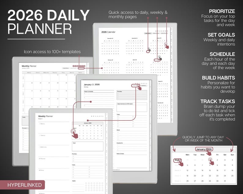 Supernote | ALL ACCESS template pack | 2026 Daily Planner, Digital To Do List, Meeting Minutes, Journal & Notebook, Calendar, a5x, a6x image 4