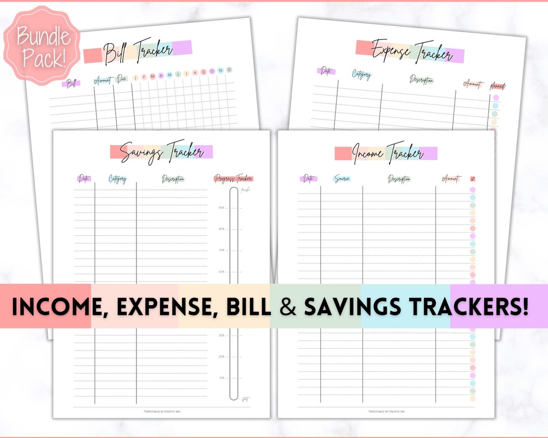Bill Tracker BUNDLE, Expense Tracker, Spending Tracker, Budget Planner ...