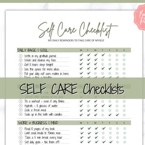 Self Care Planner, Self-Care Checklist, Selfcare Journal Tracker, Wellness Planner Printable, Daily Wellbeing, Mindfulness Mental Health Kit