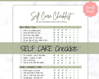 Self Care Planner, Self-Care Checklist, Selfcare Journal Tracker, Wellness Planner Printable, Daily Wellbeing, Mindfulness Mental Health Kit