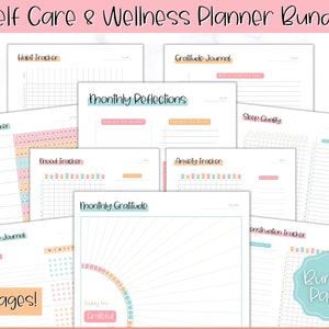 Wellness Planner & Self Care Journal BUNDLE, Printable Selfcare Tracker, Checklist, Health Planner, Wellbeing, Mindfulness, Worksheet Kit