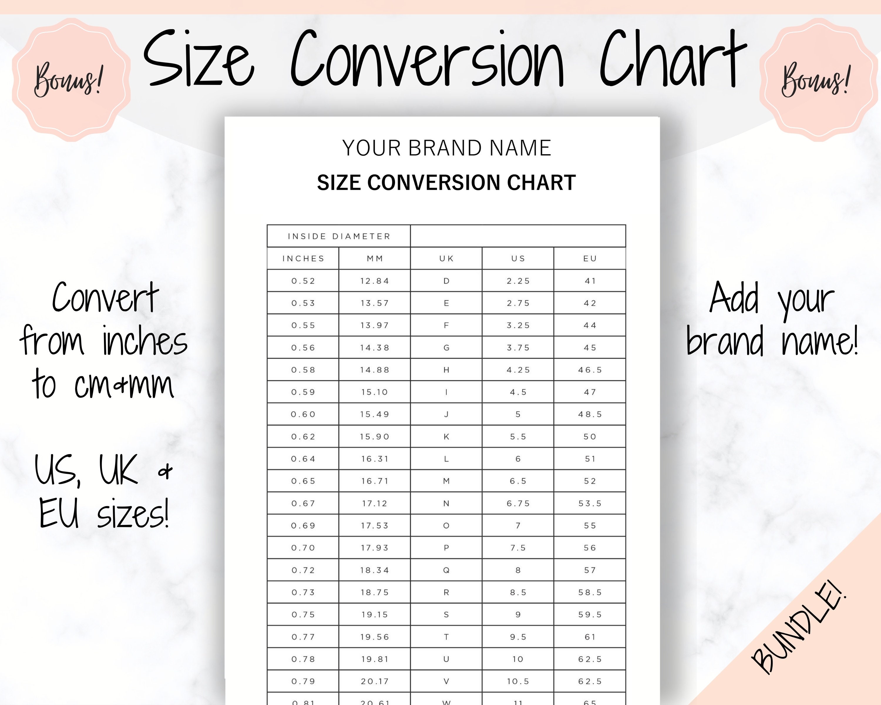 RING Size Chart Printable Ring Size Guide Ring Sizer. | Etsy UK