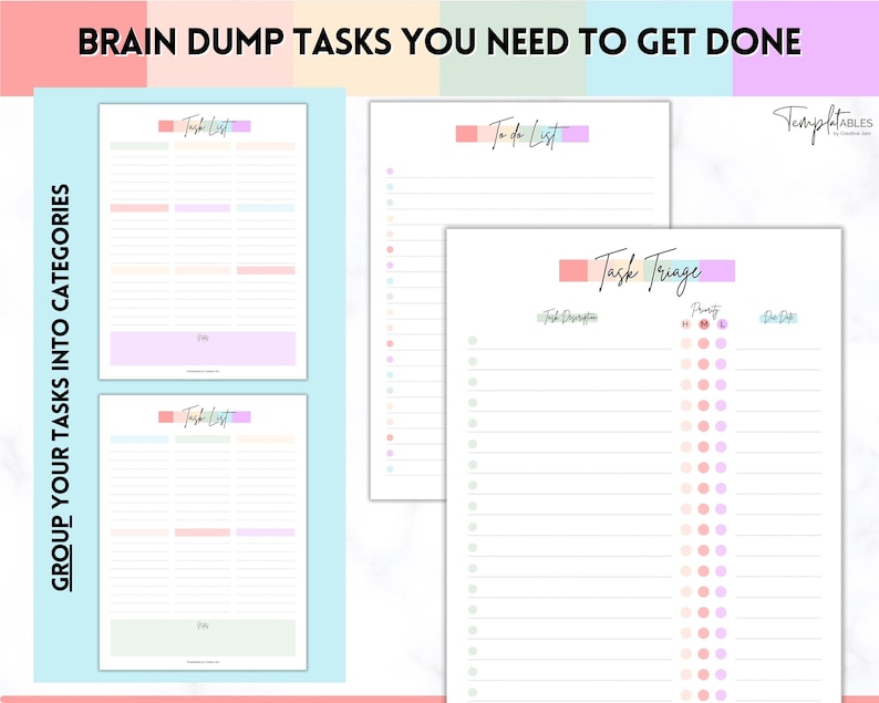 EDITABLE Brain Dump Template BUNDLE to Do List Printable - Etsy UK