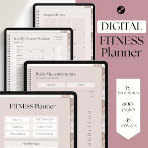 Digital FITNESS planner, GoodNotes Fitness Planner, Fitness Journal, Weight Loss Tracker, UNDATED iPad Workout Planner, Wellness Template