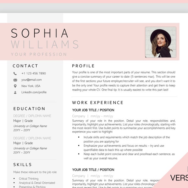 2 Page Resume Template Word. CV Template Professional, CV Design, Executive Resume Template, Clean Curriculum Vitae, Minimalist, ATS, Free