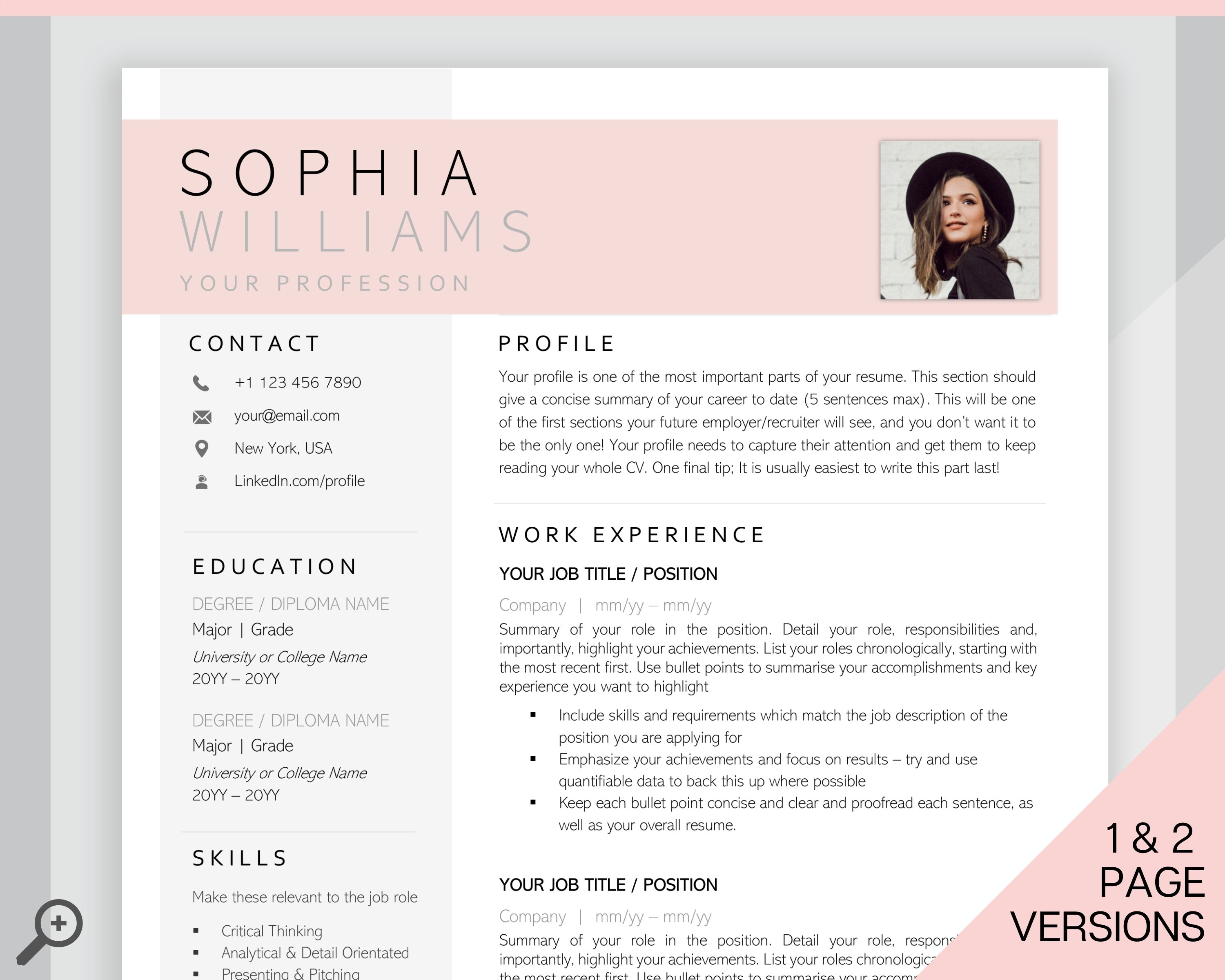 Plantilla Word Cv Gratis Word de plantilla de currículum profesional. Plantilla de CV - Etsy México