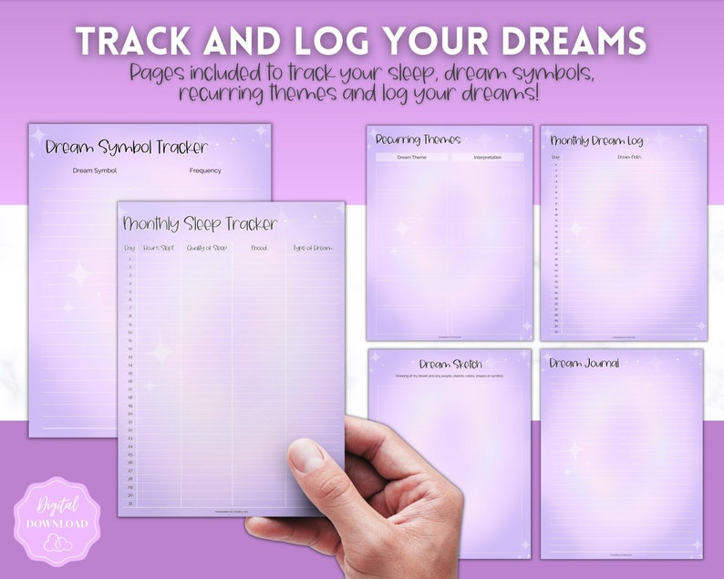 Printable Dream Journal 10 Page BUNDLE Dream Analysis Dream Etsy