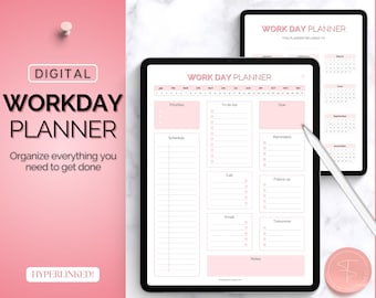 Work from home Digital Planner, Work Day Organizer, Daily Planner, Work Planner, To Do List, Business, Office Organizer, GoodNotes, iPad