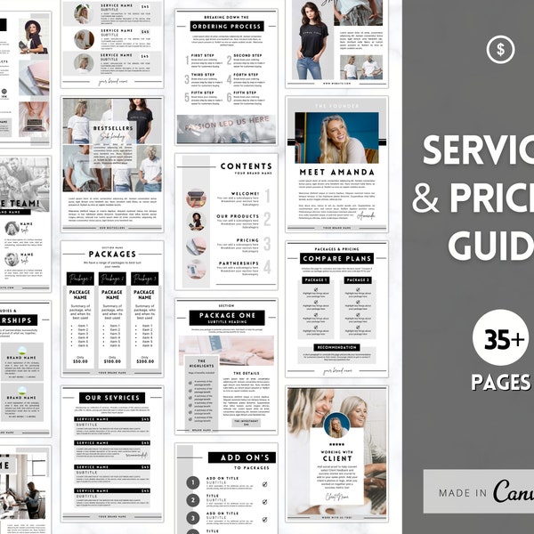 35+ Services & Pricing Templates! Editable Canva Guide, Price List, Linesheet, Catalog, Coaching, Sales Package Proposals, Client Welcome