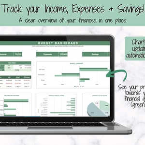 Monthly Budget Template, Google Sheets Budget Planner, Easy Budget Spreadsheet, Automated Paycheck Financial Planner, Expenses Savings Excel image 3