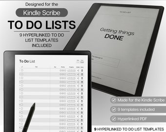 To Do List Template, Planner for Kindle Scribe, 9 hyperlinked templates for Kindle Scribe, Weekly, Daily Calendar, adhd to do list, tasks