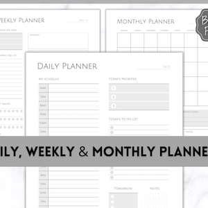 Daily Planner, Weekly Planner, Monthly Planner Printable PACK! Planner Insert Sets, To do List, Productivity, Work Day, Hourly, A4 A5 Letter