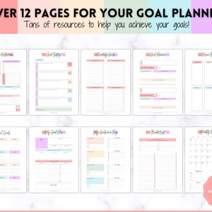 Goal Planner BUNDLE, 2024 Goals Tracker, SMART Goal Setting Kit, New Year, Monthly Habits Reflections, Productivity, Vision Board Printables image 2