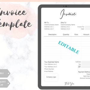 INVOICE TEMPLATE Order Form, EDITABLE Custom Receipt Template ...