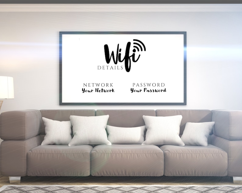 Wifi Password Sign, Editable Wifi Sign Printable Template, Be Our Guest Sign, Wi-fi password sign, Airbnb Guest Room, Wall Art, Landscape image 8
