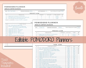 POMODORO Planner, Productivity Planner Pages, Student Planner, Printable To Do List, Daily Pomodoro Time & Task Tracker, Project Planner