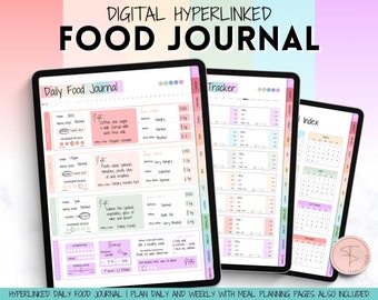 Food Journal, Colorful Food Dairy & Weekly Meal Planner, Daily Food Tracker, Digital Planner, GoodNotes, Diet Journal, Fitness
