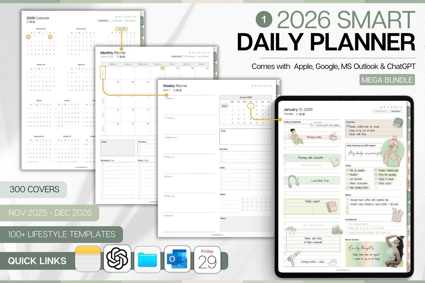 2026 Digital Planner MEGA BUNDLE | Daily Productivity Planner, to Do ...