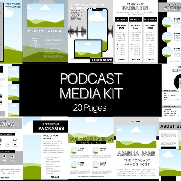 Podcast MEDIA KIT Template! Editable Canva Press Kit, Business Pitch, Rate Sheet Card, Podcasters, Planner, Influencer, Blogger, Price List