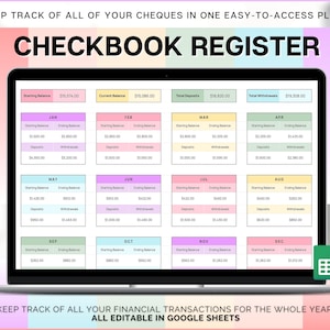 Digitales Scheckbuch Register Spreadsheet, Google Sheets Scheck Register, Rechnung Ausgaben, Kreditkarte, Einkommen, Ausgaben Tracker, Finanz Vorlage