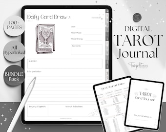 Tarot Journal, DIGITAL Tarot Planner Workbook, Daily Card Reading, Tarot Spreads, Tarot Deck Notebook, Witch, Grimoire, Oracle, GoodNotes