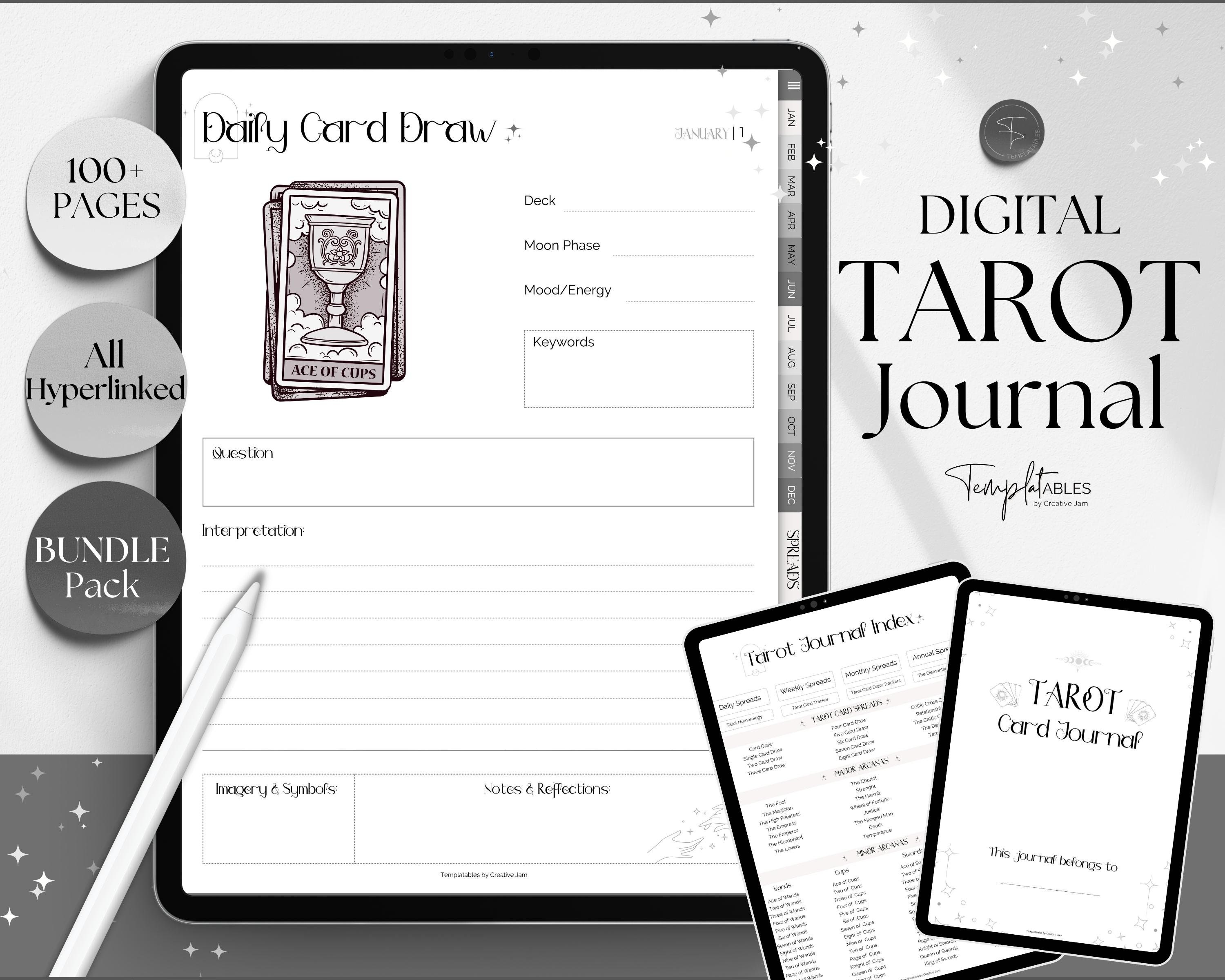 Dark Digital Tarot Journal Digital Tarot Planner Tarot Card -  in 2023