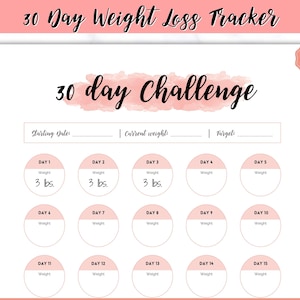 30 dagen gewichtsverlies tracker, 30 dagen uitdaging, gewichtsverlies dagboek, fitness planner afdrukbaar, gewichtsverlies grafiek, ponden verloren tracker, maandelijks
