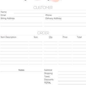 INVOICE Template & ORDER FORM Editable. Custom Receipt Printable. Sales ...
