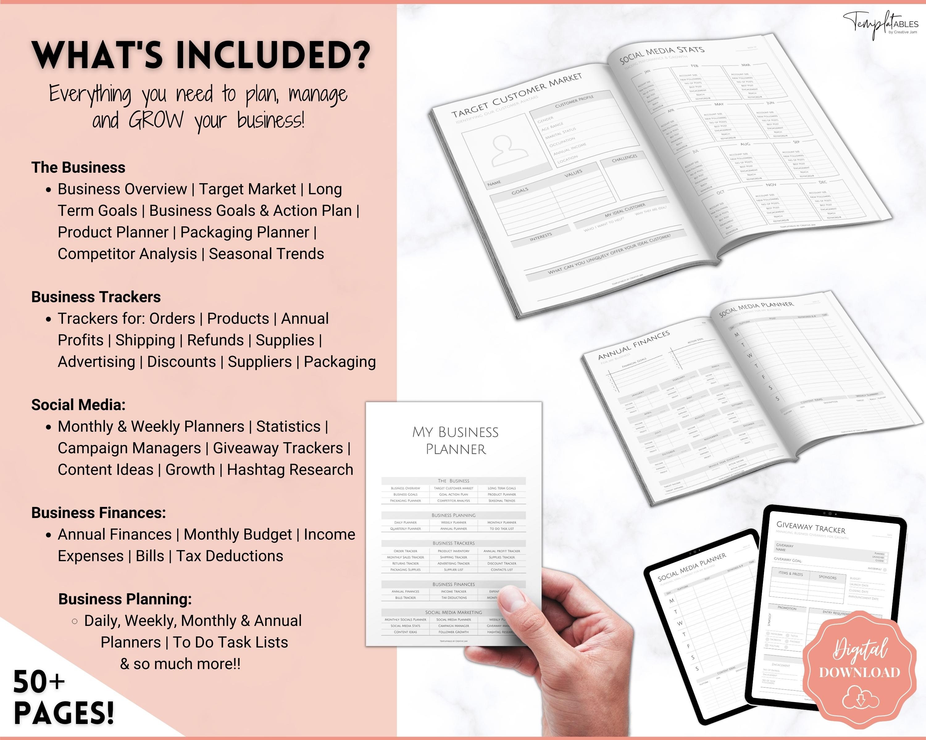 Side Hustle Planner Printable BUNDLE Small Business Planner Etsy